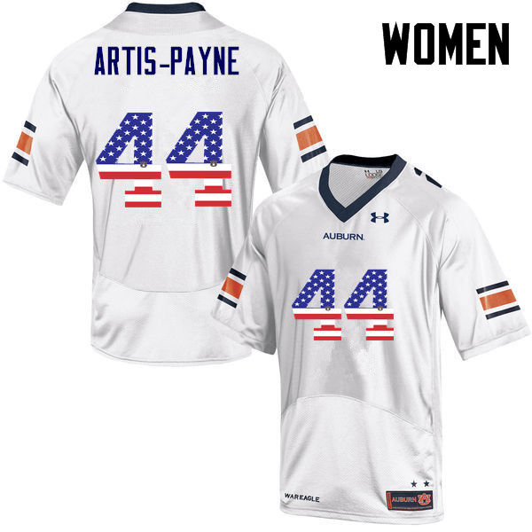 Women's Auburn Tigers #44 Cameron Artis-Payne USA Flag Fashion White College Stitched Football Jersey